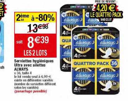 serviettes hygiéniques ultra avec ailettes always