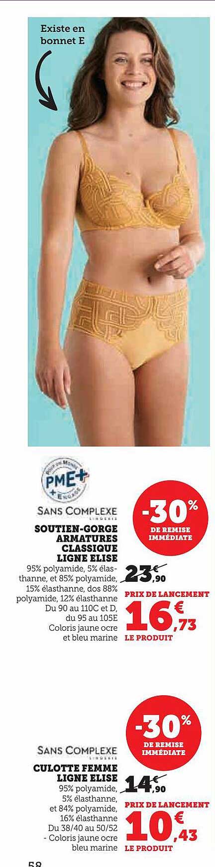 soutien-gorge armatures classique ligne elise, culotte femme ligne elise