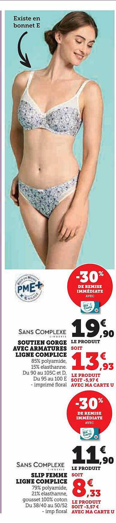 soutien gorge avec armatures ligne complice, slip femme ligne complice