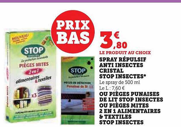 spray répulsif anti insectes cristal stop insectes ou pièges punaises de lit stop insectes ou pièges mites 2 en 1 alimentaires & textiles stop insectes