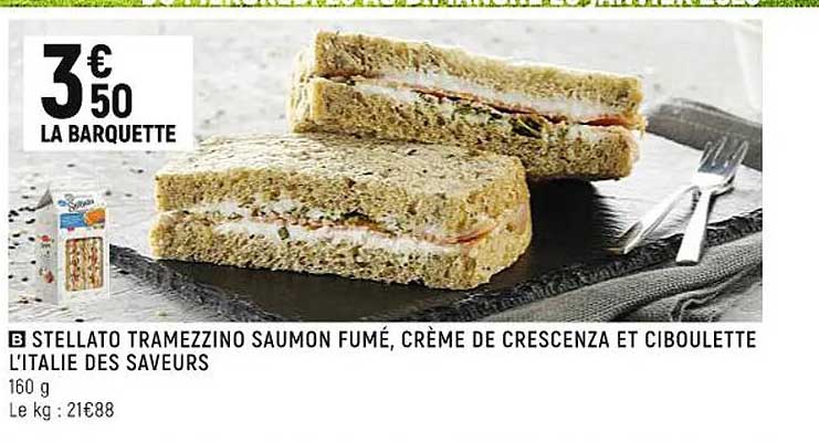 stellato tramezzino saumon fumé, crème de crescenza et ciboulette l'italie des saveurs