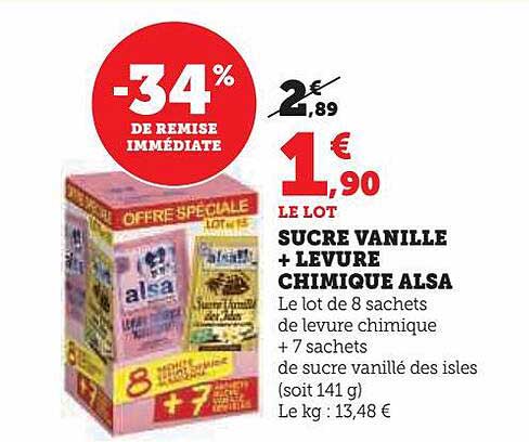 sucre vanille + levure chimique alsa