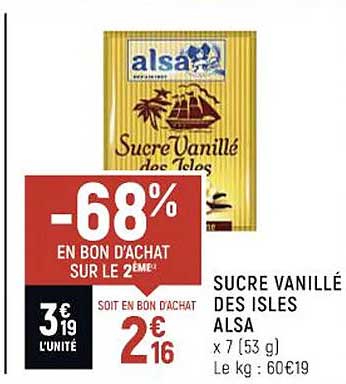 sucre vanillé des isles alsa