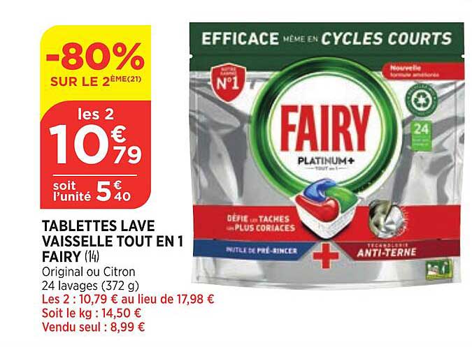 tablettes lave vaisselle tout en 1 fairy