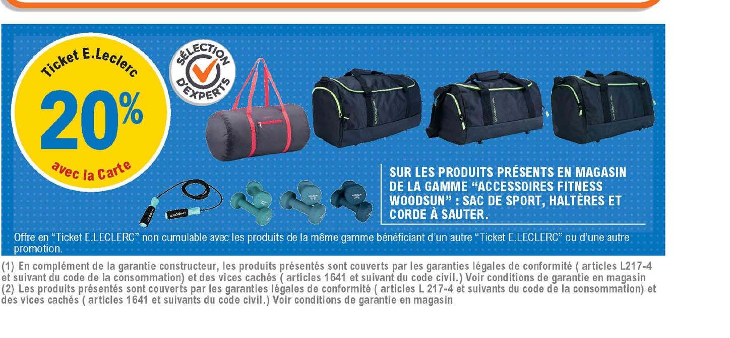 "accessoires fitness woodsun" : sac de sport, haltères et corde à sauter