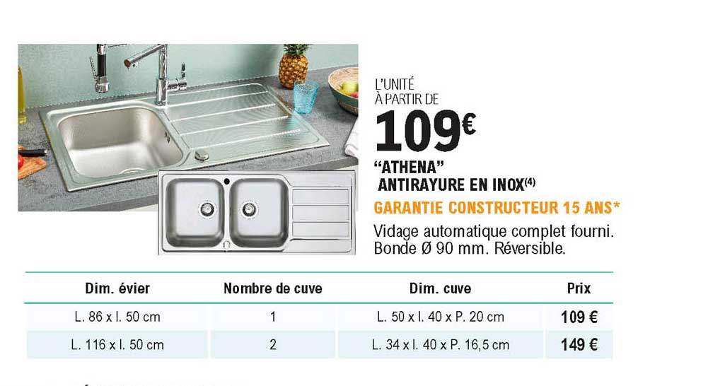 "athena" antirayure en inox