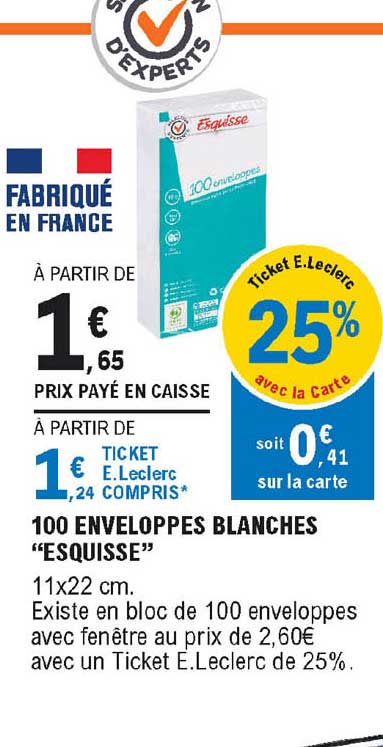 100 Enveloppes Blanches "esquisse"