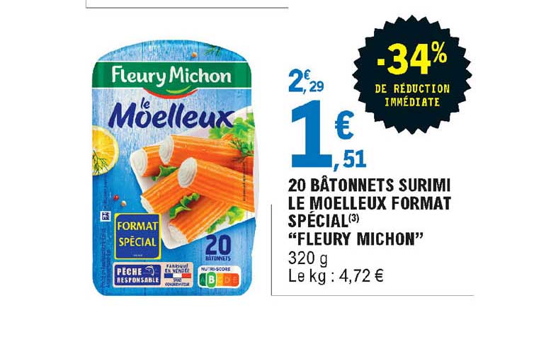 20 bâtonnets surimi le moelleux format spécial "fleury michon"