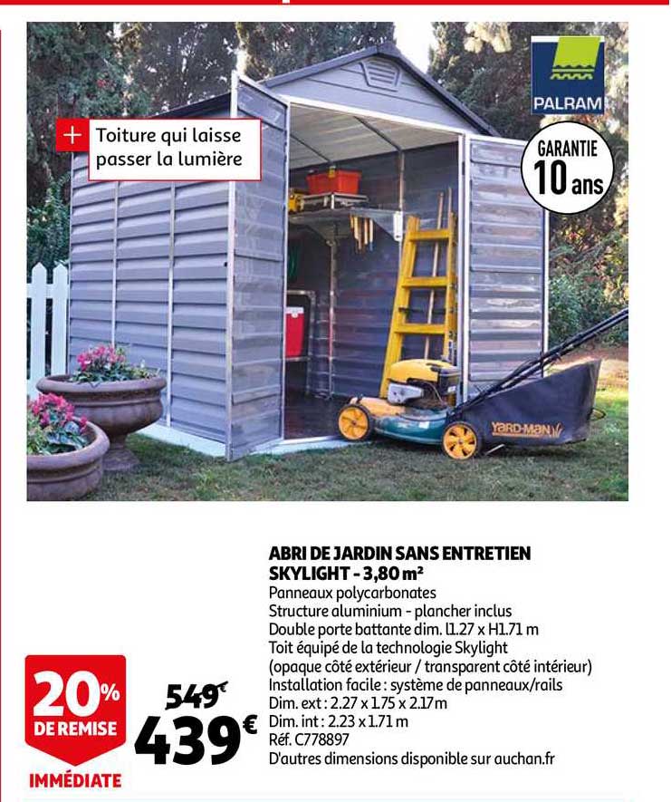 Abri De Jardin Sans Entretien Skylight -3,80 M2