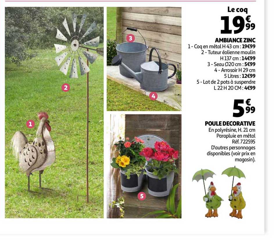 ambiance zinc, poule décorative