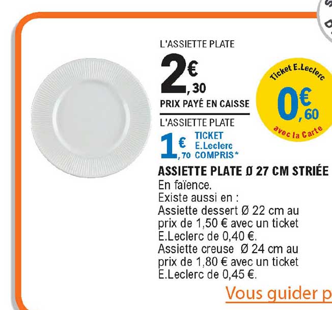 Assiette Plate 27 Cm Striée