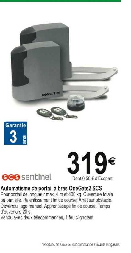 automatisme de portail à bras onegate2 scs