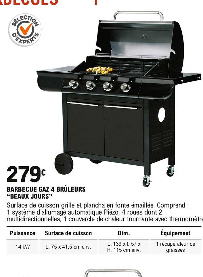 Barbecue Gaz 4 Brûleurs Beaux Jours