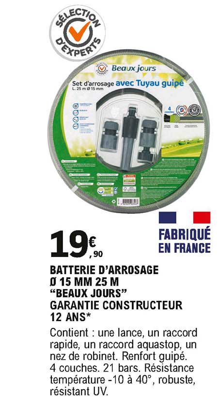 batterie d'arrosage 15mm 25 m beaux jours
