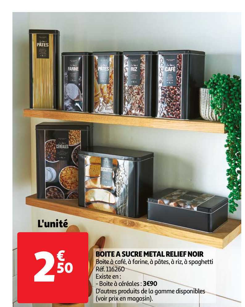 boîte à sucre metal relief noir