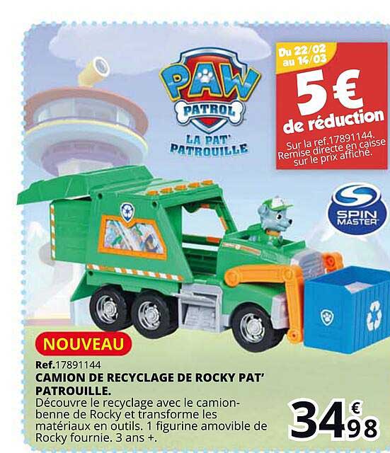 camion de recyclage de rocky pat'patrouille