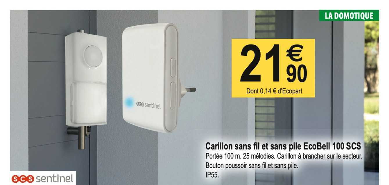 carillon sans fil et sans pile ecobell 100 scs