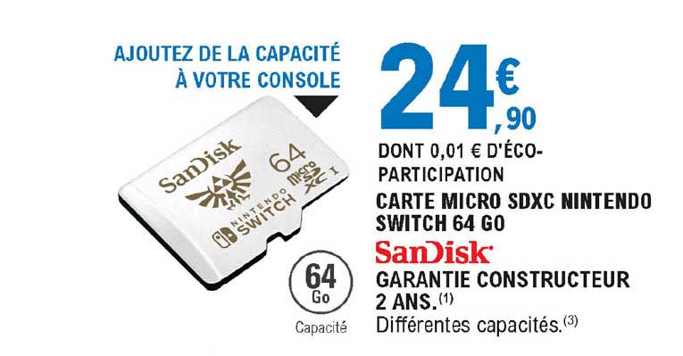 carte micro sdxc nintendo switch 64 go sandisk