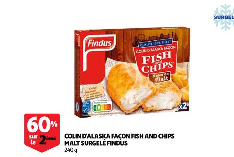 colin d'alaska façon fish and chips malt surgelé findus