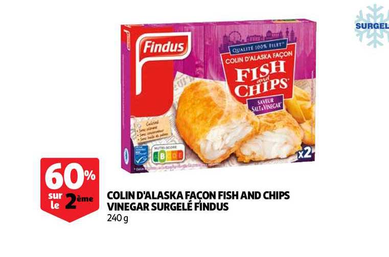 colin d'alaska façon fish and chips vinegar surgelé findus