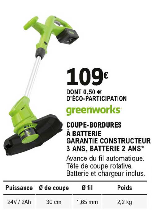 coupe bordures à batterie greenworks