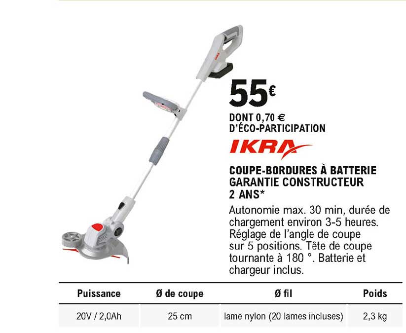coupe bordures à batterie ikra