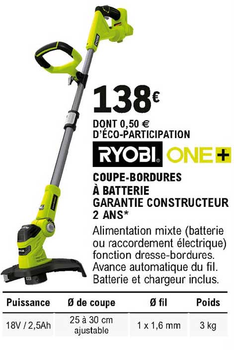 coupe bordures à batterie ryobi one+