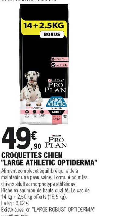 croquettes chien "large athletic optiderma"