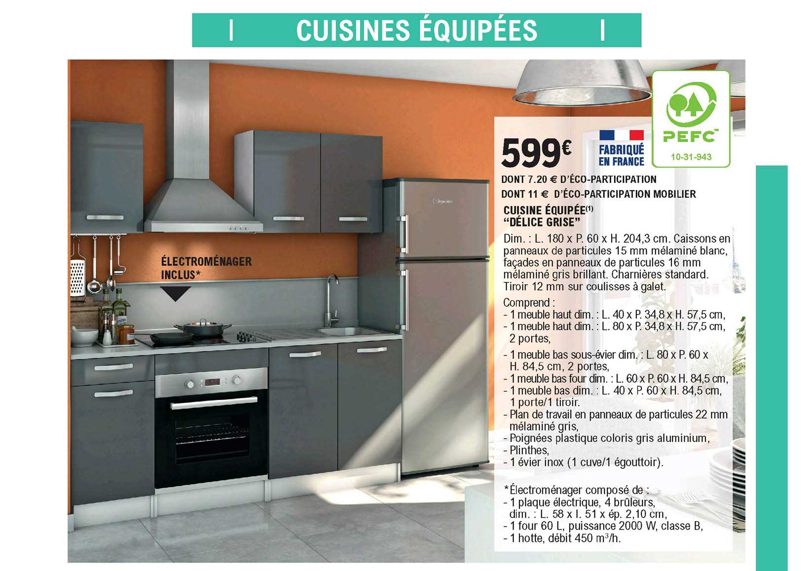 cuisine équipée "délice grise"