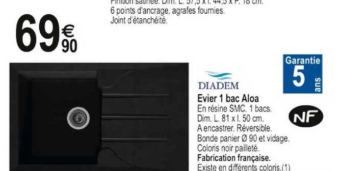 évier 1 Bac Aloa Diadem