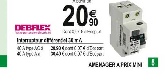 interrupteur différentiel 30 ma debflex