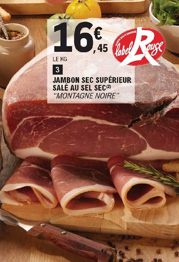 Jambon Sec Supérieur Salé Au Sel Sec "montagne Noire"