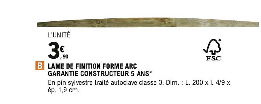 lame de finition forme arc