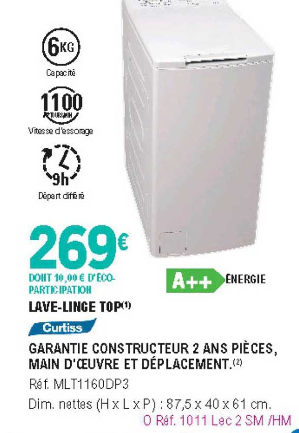 lave-linge top curtiss