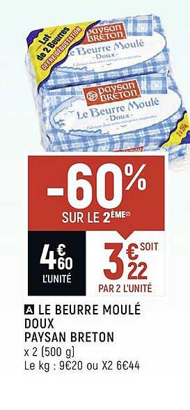 le beurre moulé doux paysan breton