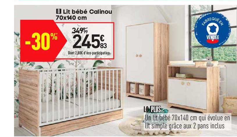 lit bébé calinou 70 x 140 cm