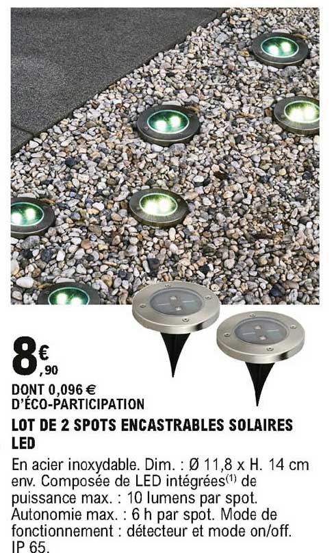 lot de 2 spots encastrables solaires