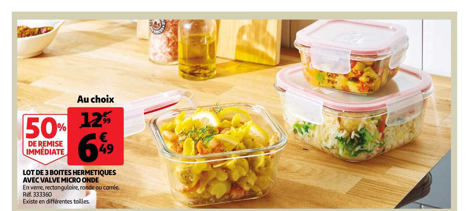 lot de 3 boîtes hermétiques avec valve micro onde