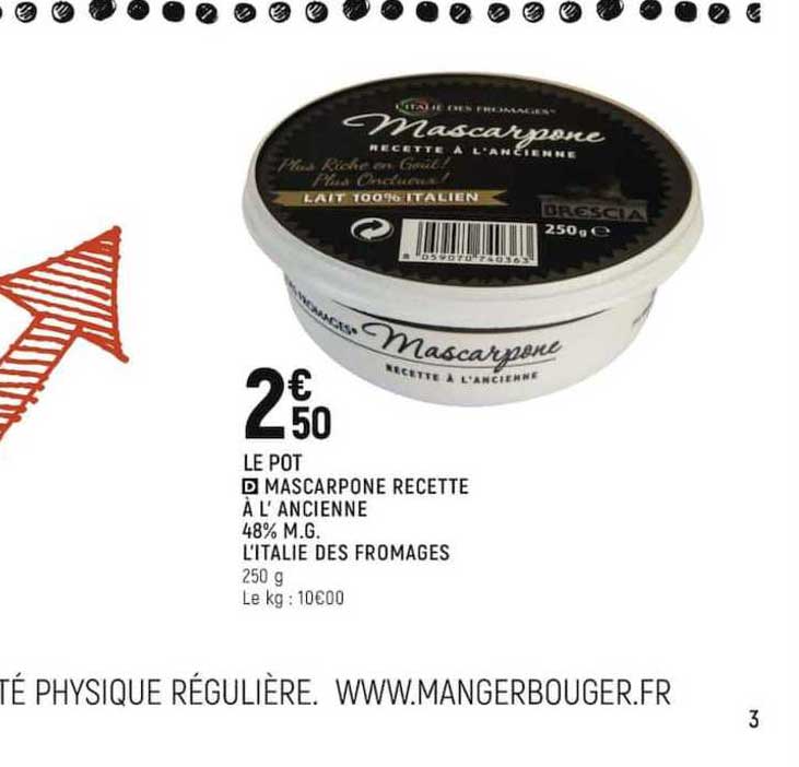 mascarpone recette à l'ancienne 48% m.g. l'italie des fromages
