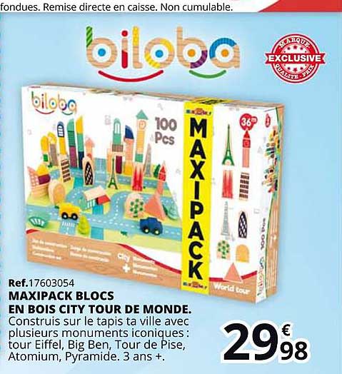 Maxipack Blocs En Bois City Tour De Monde