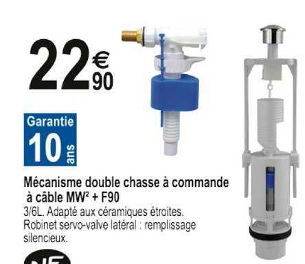 mécanisme double chasse à commande à câble mw2 + f90