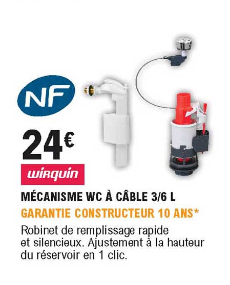 Mécanisme Wc à Câble 3 6 L Wirquin