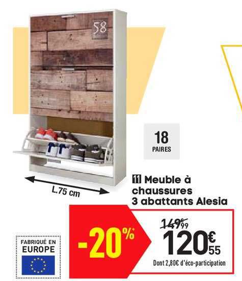 meuble à chaussures 3 abattants alesia