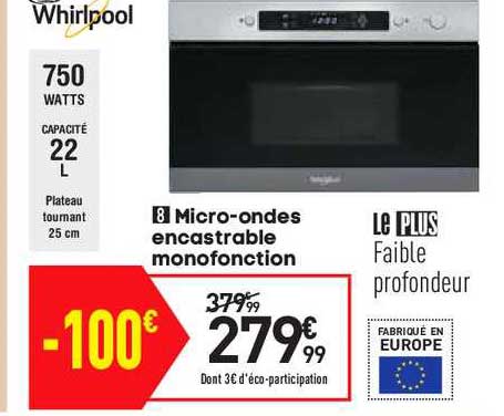 micro-ondes encastrable monofonction whirlpool