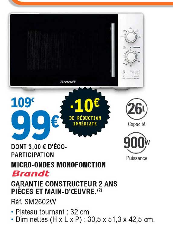 micro-ondes monofonction brandt