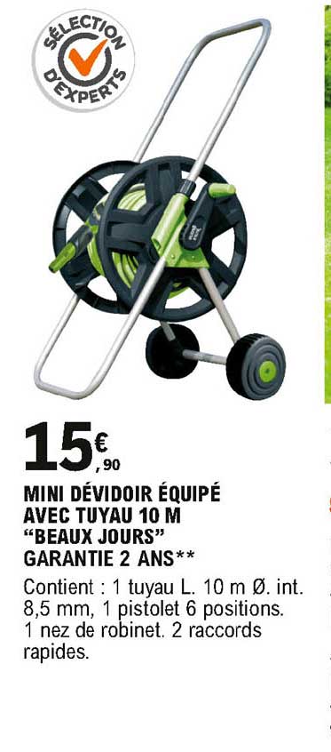 mini dévidoir équipé avec tuyau 10m beaux jour