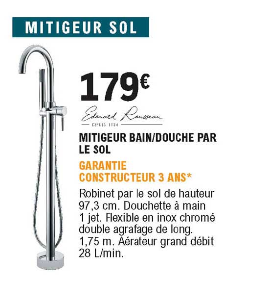 mitigeur bain-douche par le sol