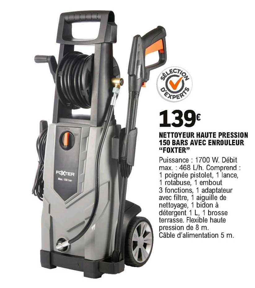 nettoyeur haute pression 150 bars avec enrouleur foxter