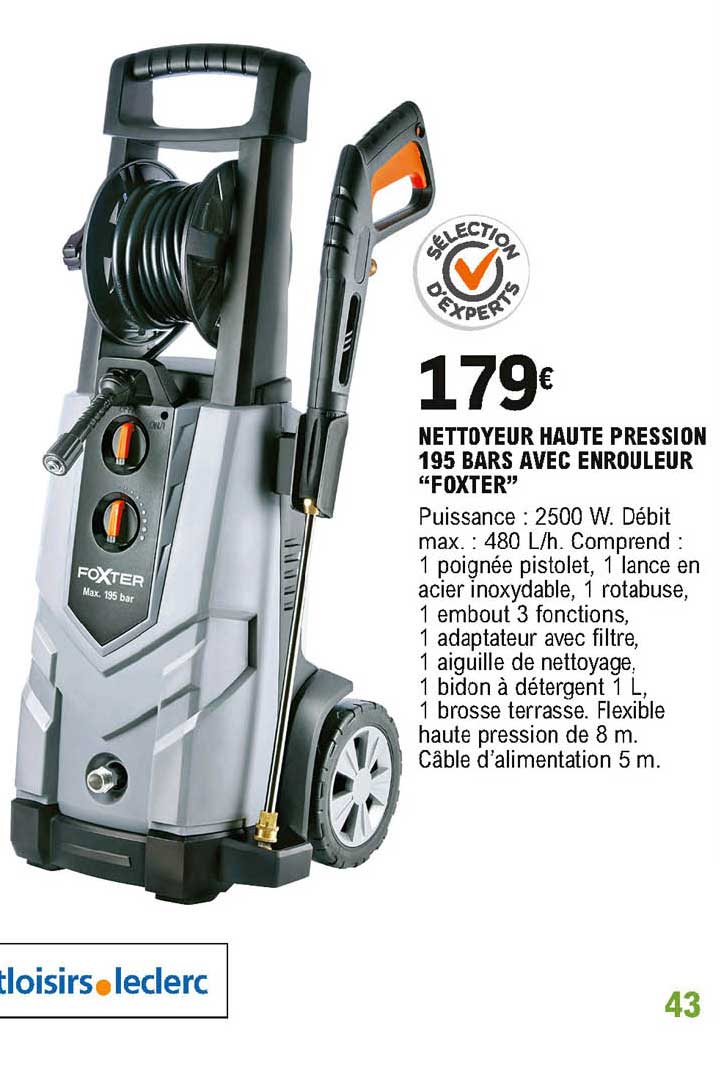 Nettoyeur Haute Pression 195 Bars Avec Enrouleur Foxter