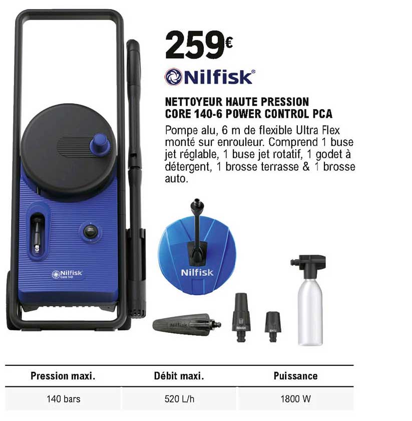 nettoyeur haute pression core 140 6 power control pca nilfisk